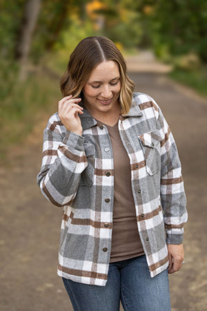 Norah Plaid Shacket - Grey and Tan by Michelle Mae