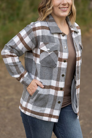 Norah Plaid Shacket - Grey and Tan by Michelle Mae