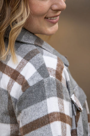 Norah Plaid Shacket - Grey and Tan by Michelle Mae