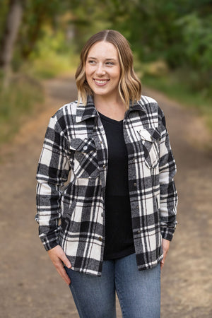 Norah Plaid Shacket - White and Black by Michelle Mae