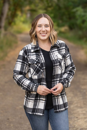 Norah Plaid Shacket - White and Black by Michelle Mae