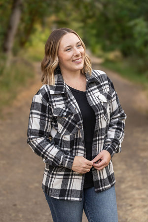 Norah Plaid Shacket - White and Black by Michelle Mae