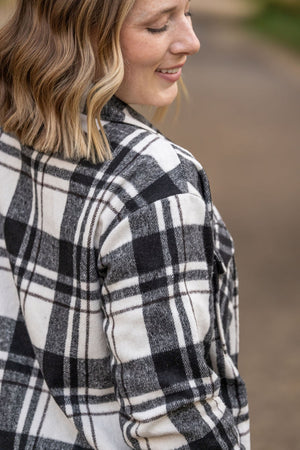 Norah Plaid Shacket - White and Black by Michelle Mae