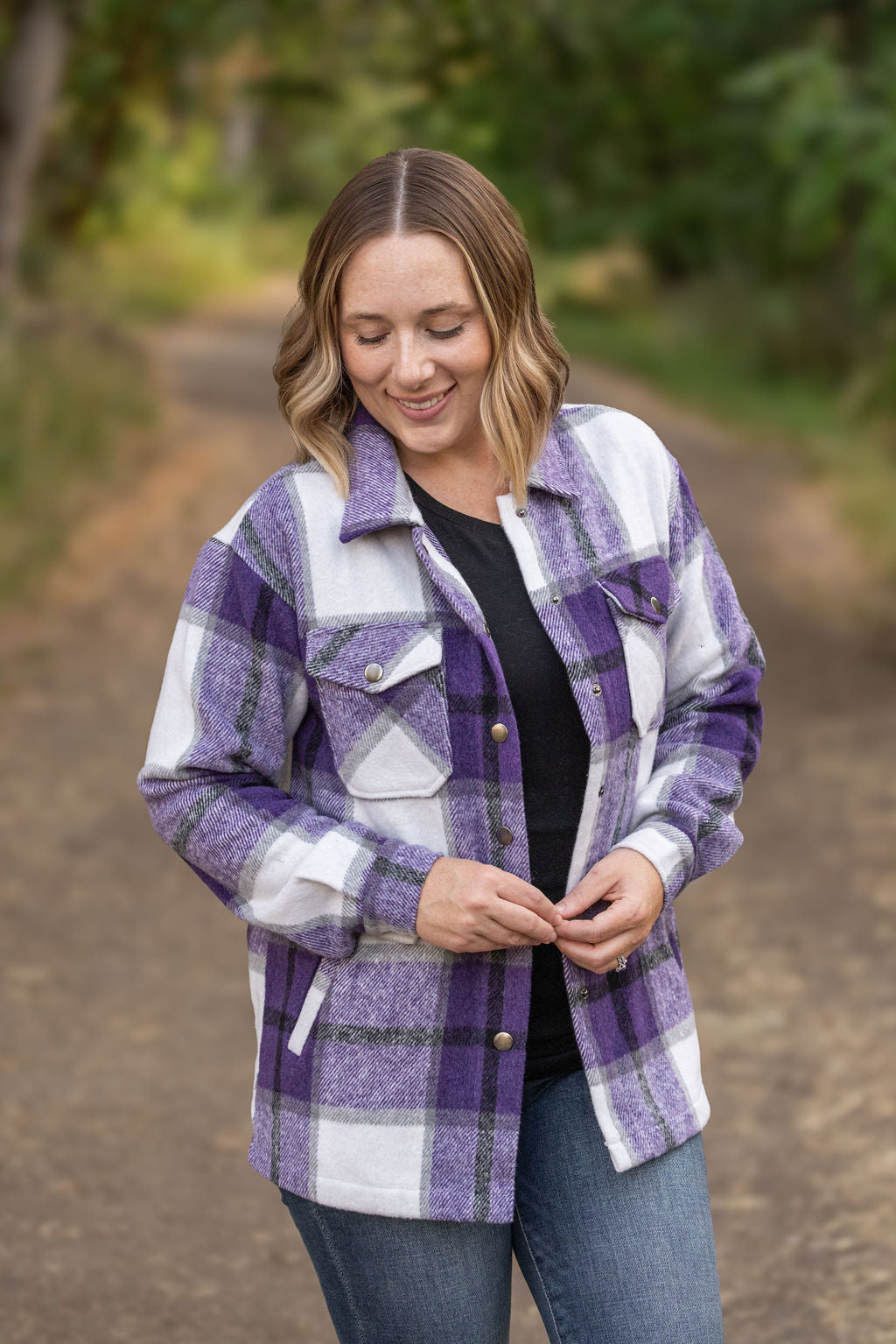 Norah Plaid Shacket - Purple Mix by Michelle Mae