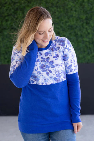 Natalie Pullover - Sapphire Floral and Blue By Michelle Mae