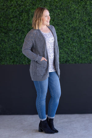 Open Knit Cardigan - Grey by Michelle Mae