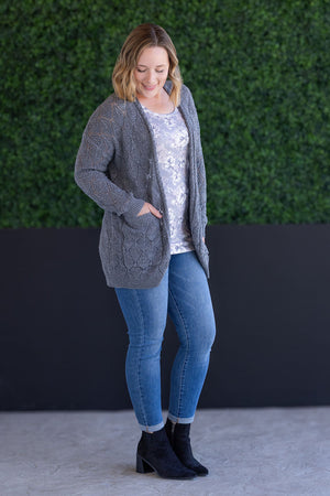 Open Knit Cardigan - Grey by Michelle Mae