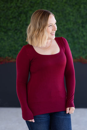 Alyssa Long Sleeve Top - Burgundy by Michelle Mae