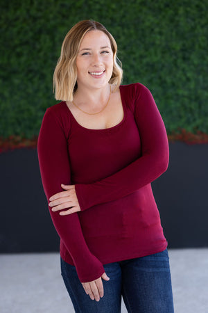 Alyssa Long Sleeve Top - Burgundy by Michelle Mae