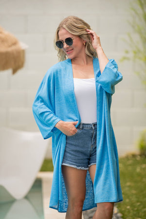 Ellie Cover-Up Kimono - Light Blue by Michelle Mae