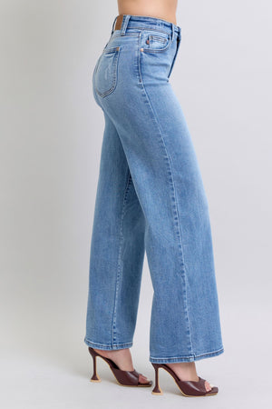 Judy Blue High Waist Wide Leg Vintage Wash Retro Jeans