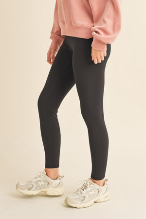 Yelete Fleece Lined High Waisted Leggings Black