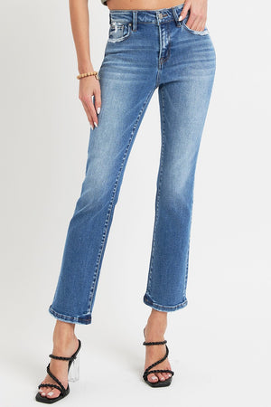 RISEN Mid Rise Ankle Straight Leg Jeans