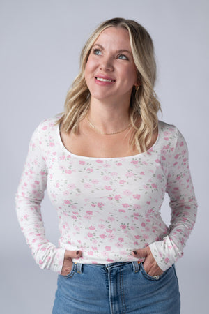 Alyssa Long Sleeve Top - Pretty in Pink Floral by Michelle Mae