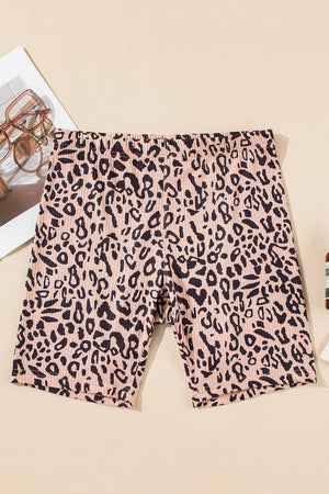 Leopard Ribbed Biker Shorts