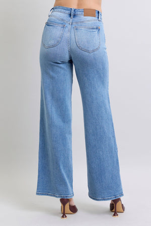 Judy Blue High Waist Wide Leg Vintage Wash Retro Jeans