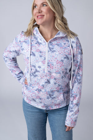HalfZip Hoodie - Ditsy Blush Floral by Michelle Mae