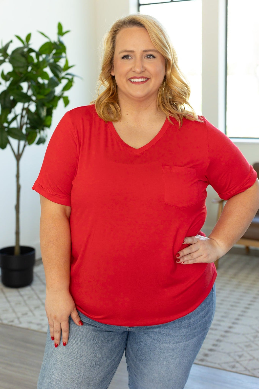 Sophie Pocket Tee - Red by Michelle Mae