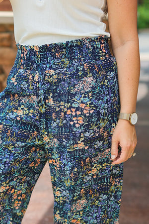 Presley Palazzo Pants - Navy Floral Mix by Michelle Mae