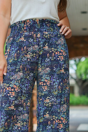 Presley Palazzo Pants - Navy Floral Mix by Michelle Mae