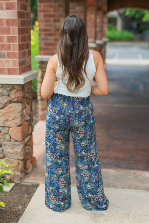 Presley Palazzo Pants - Navy Floral Mix by Michelle Mae