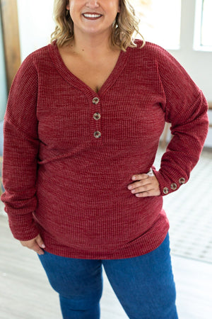 Brittney Button Sweater Top - Berry by Michelle Mae