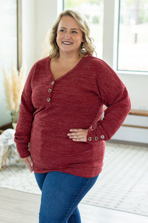 Brittney Button Sweater Top - Berry by Michelle Mae