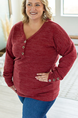 Brittney Button Sweater Top - Berry by Michelle Mae