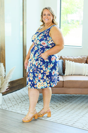 Kelsey Tank Dress - Navy Tropical by Michelle Mae