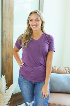 Sophie Pocket Tee - Plum by Michelle Mae