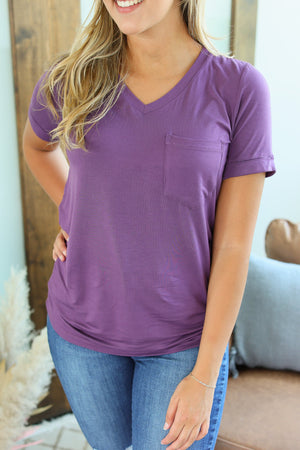 Sophie Pocket Tee - Plum by Michelle Mae