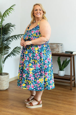 Cassidy Midi Dress - Navy and Yellow Floral by Michelle Mae