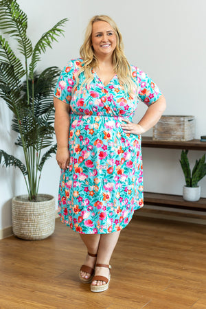 Tinley Dress - Aqua and Pink Floral by Michelle Mae