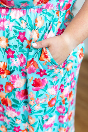 Tinley Dress - Aqua and Pink Floral by Michelle Mae