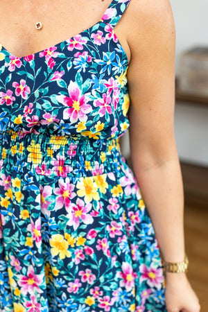 Cassidy Midi Dress - Navy and Yellow Floral by Michelle Mae