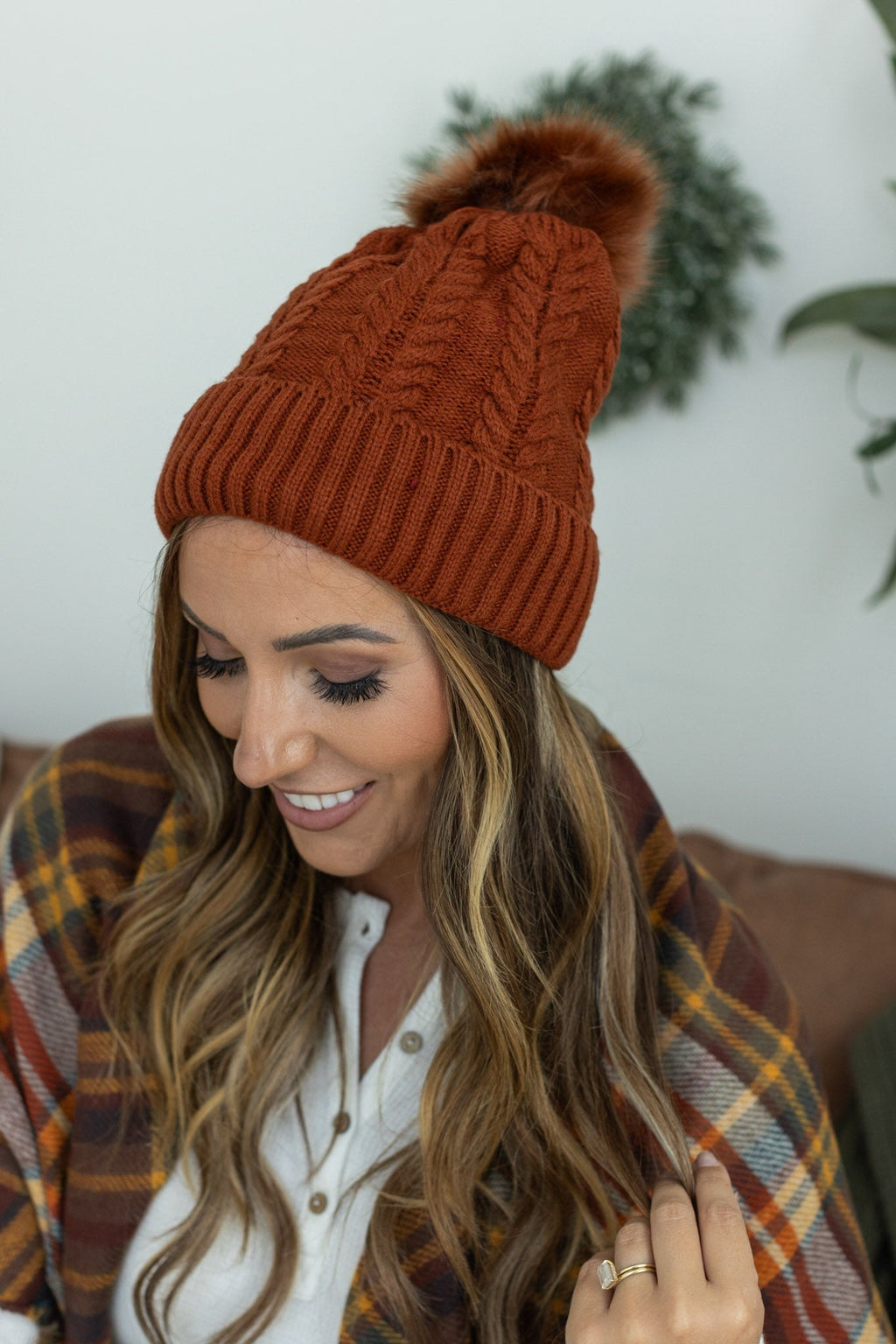 Bella Braid Beanie - Rust