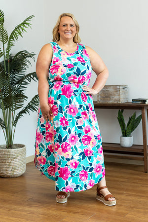 Sydney Scoop Dress - Aqua Floral by Michelle Mae