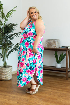 Sydney Scoop Dress - Aqua Floral by Michelle Mae