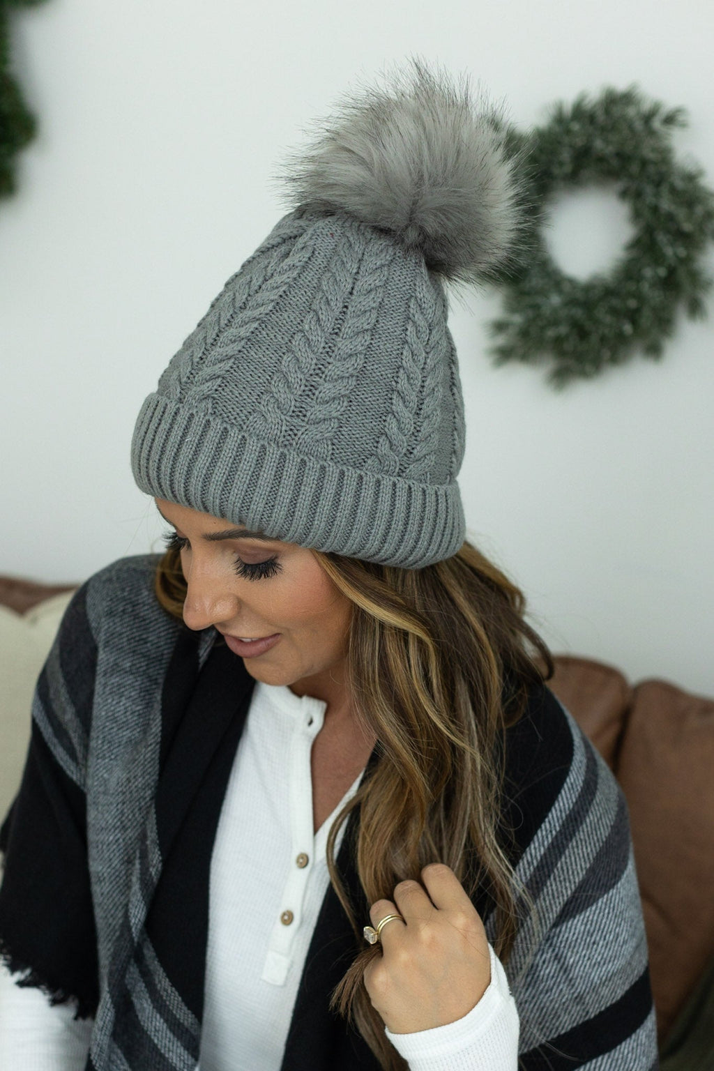 Bella Braid Beanie - Grey