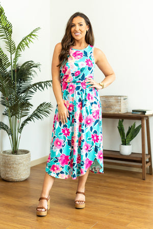 Sydney Scoop Dress - Aqua Floral by Michelle Mae