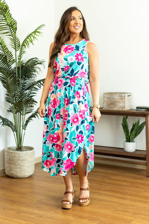 Sydney Scoop Dress - Aqua Floral by Michelle Mae