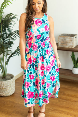 Sydney Scoop Dress - Aqua Floral by Michelle Mae