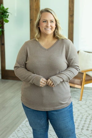 Leah Long Sleeve Top - Heathered Green by Michelle Mae