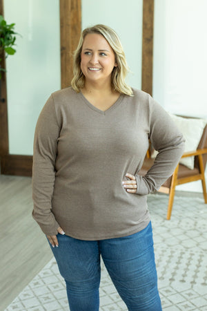 Leah Long Sleeve Top - Heathered Green by Michelle Mae