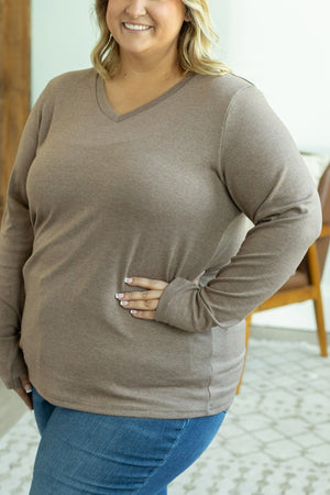 Leah Long Sleeve Top - Heathered Green by Michelle Mae