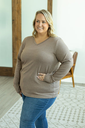 Leah Long Sleeve Top - Heathered Green by Michelle Mae