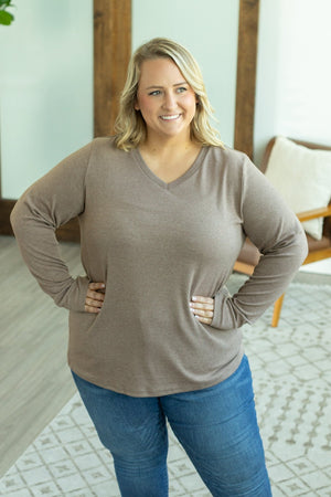 Leah Long Sleeve Top - Heathered Green by Michelle Mae