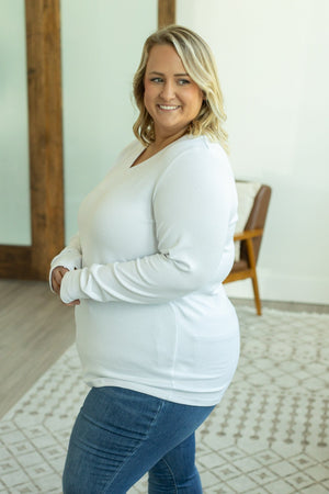 Leah Long Sleeve Top - White by Michelle Mae