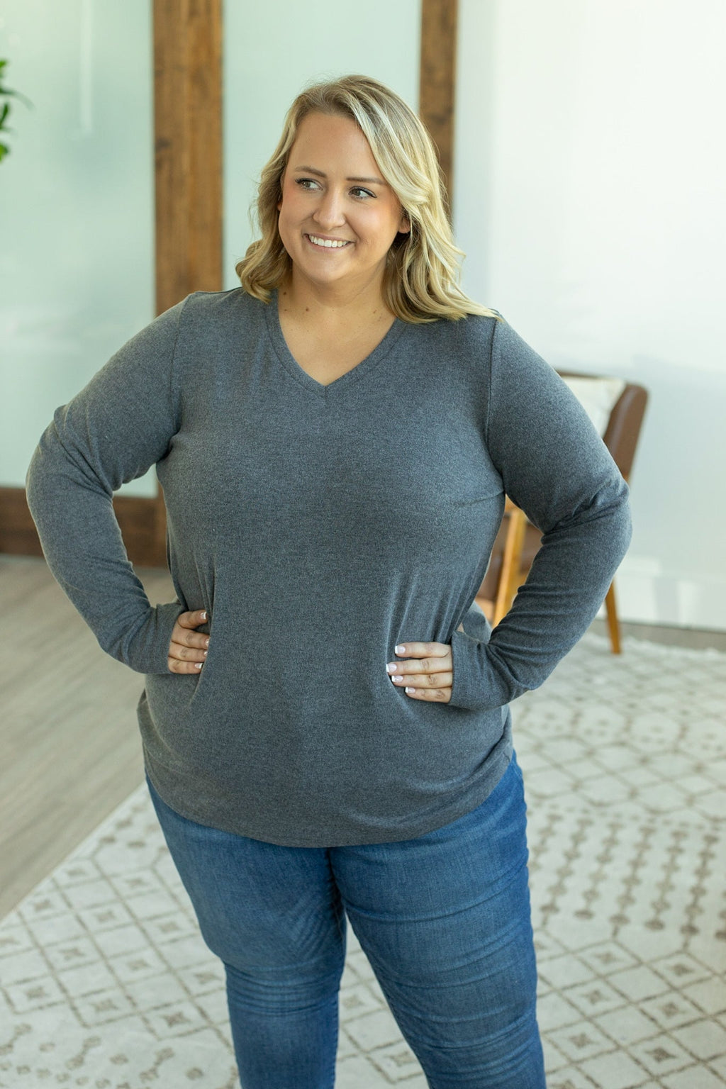 Leah Long Sleeve Top - Charcoal by Michelle Mae