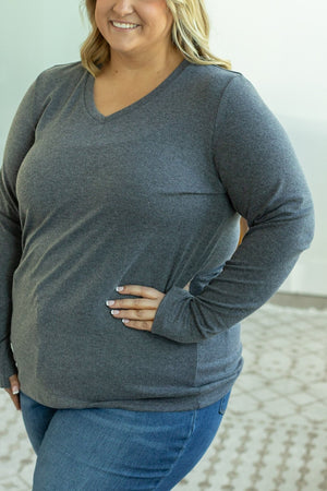 Leah Long Sleeve Top - Charcoal by Michelle Mae